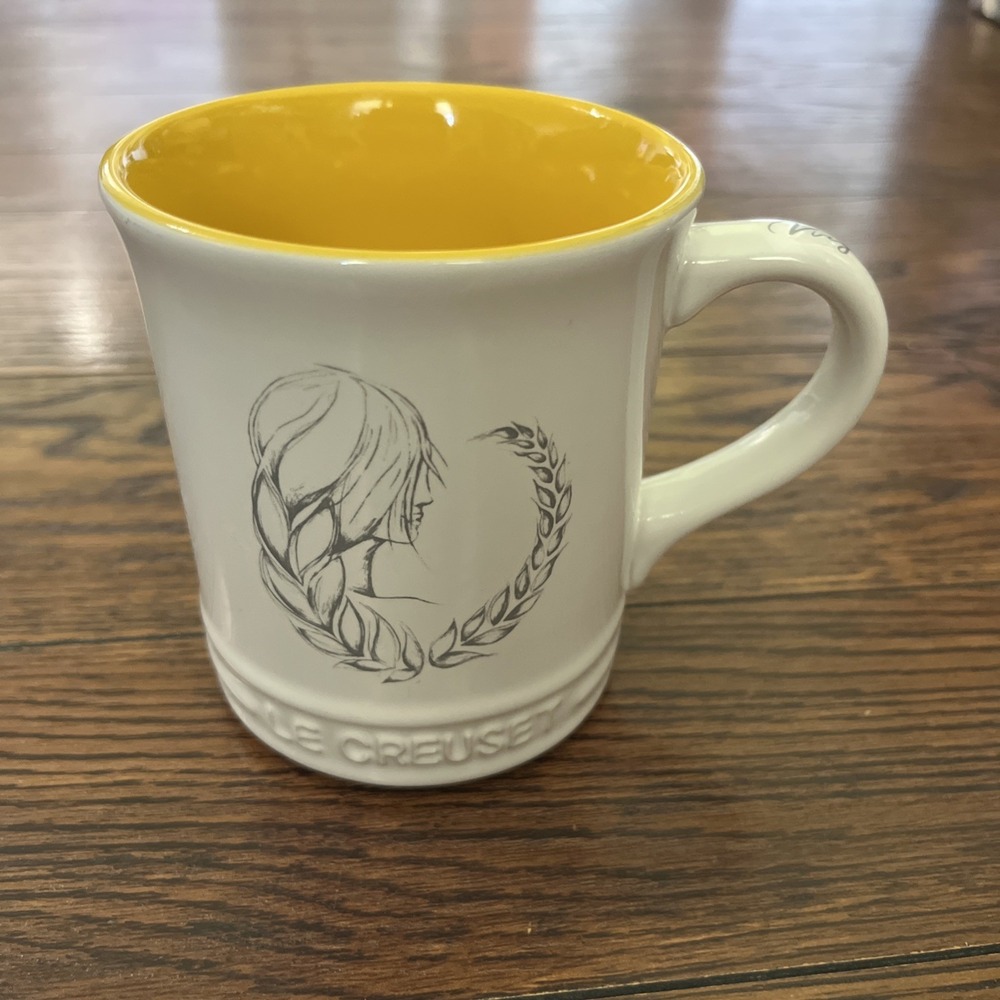 NWT Le Creuset Stoneware Zodiac Virgo White & Yellow 400ml / 14oz Coffee Mug